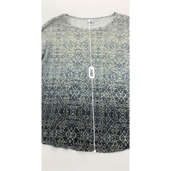Liz Claiborne Gray Ombre Printed Long Sleeve Blouse Women's - Picture 3 of 4